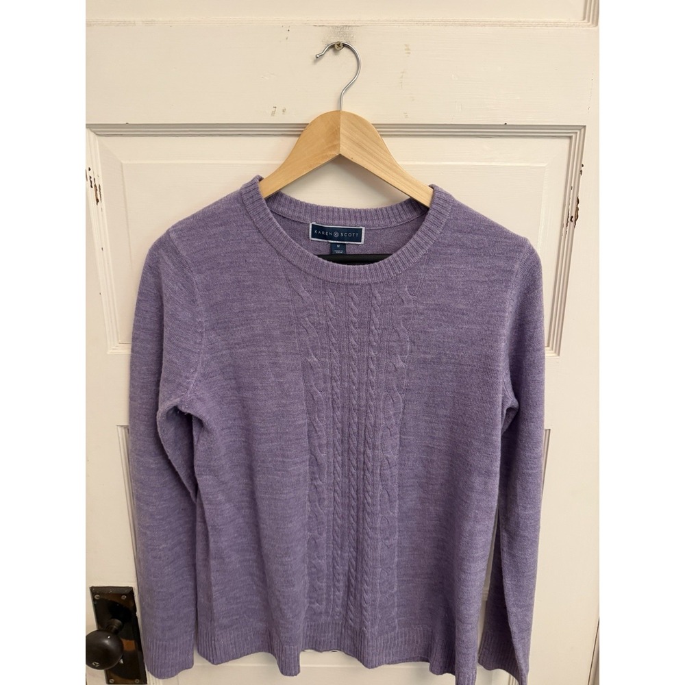 Karen Scott Women's Purple Cable Knit Sweater Acrylic Size Medium